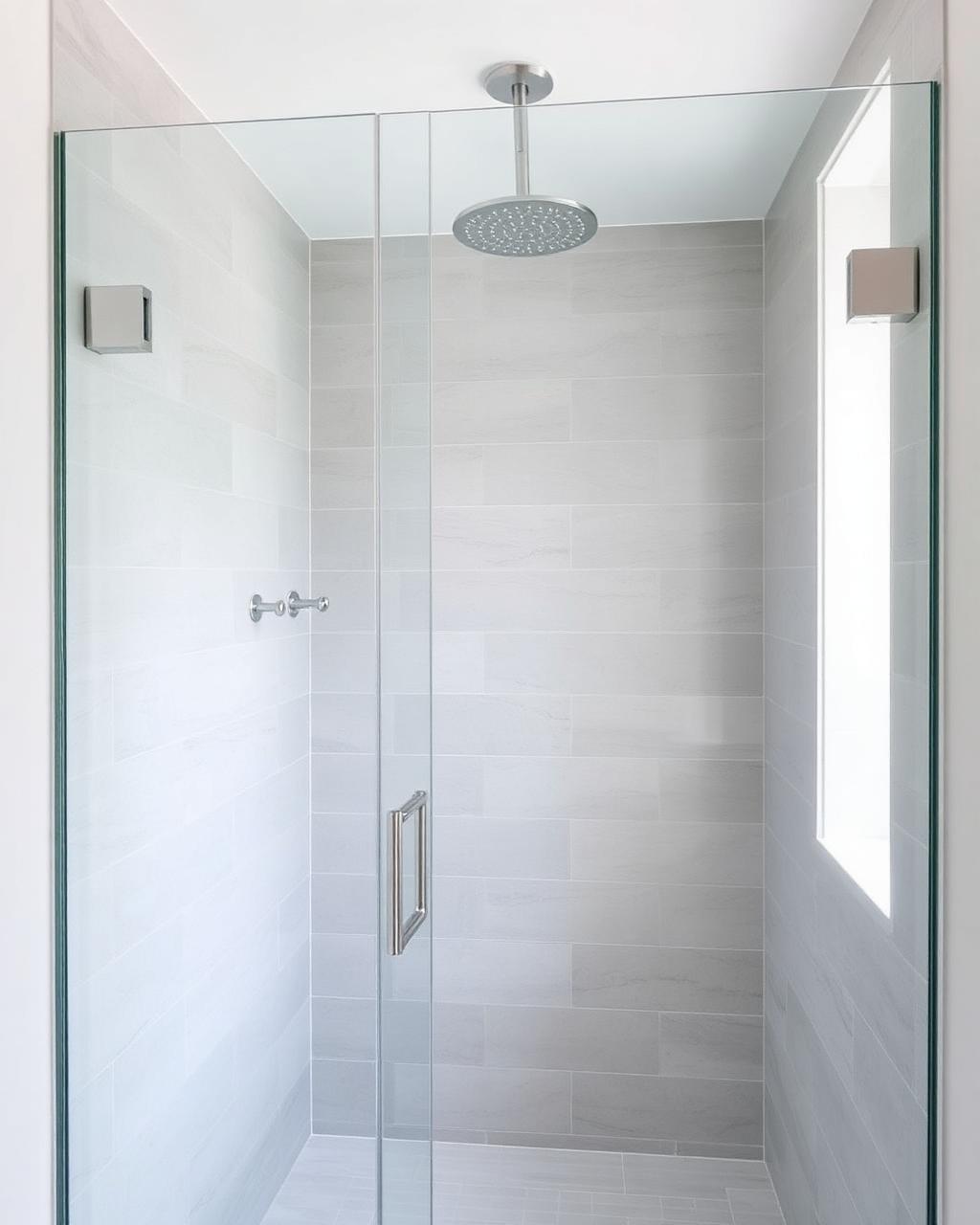 Douche contemporaine en verre avec pomme de pluie